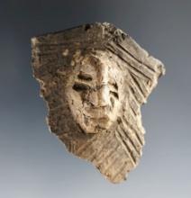 2 1/8" by 2 1/2" Pottery Shard with exceptional face effigy. Recovered in Cayuga, New York.