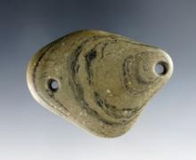 Uniquely styled 2 5/8" Gorget made from Banded Slate. Found in DeKalb Co., Indiana.