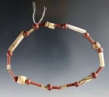 12" Strand of Redwood, red and white Straws and Tubular Shell beads. Power House Site, NY.