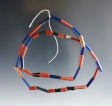 16" Strand of red, blue and Tubular Straw Beads - Dann Site in Lima, Monroe Co., New York.