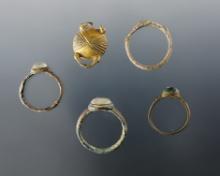 Set of 5 Trade Rings - Townley Reed Site, Geneva, New York. Circa 1710-1745. Largest is 1 1/16".