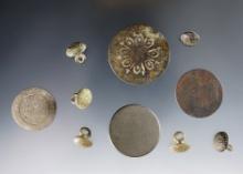 Set of 10 Buttons including 9 Brass and 1 Pewter. Power House Site in Lima, New York.