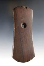 4-9/16” Bi-concave Pendant - patinated red Banded Slate. Logan Co, Ohio. Ex. Parks, F.P. Miller.
