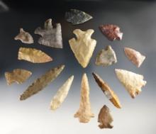 Set of 15 assorted points found in various states. Most are marked with specific locations.