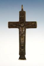 Rare style on this 2" Brass Cross with pedestal foot base. White Springs Site in Geneva, New York.