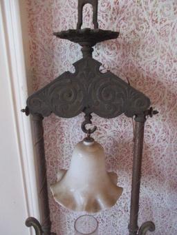 Antique Cast Iron Hanging Oil Lamp