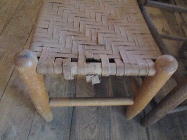 Child's Ladder Back Chair and Foot Stool with Woven Seats