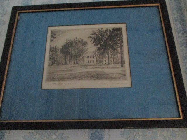 Signed, Limited Edition of 300 Framed Original Etching by Don Swann of "The Library UNC"