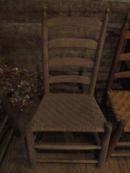 Three Antique Ladder Back Chairs