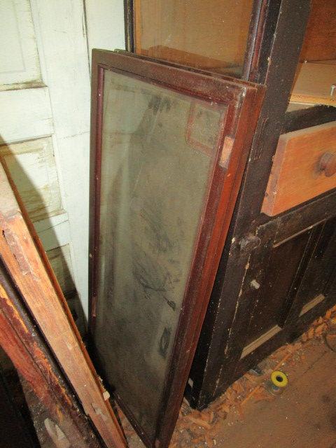 Antique Wood Hutch and Two Sets of Glass Door Panels