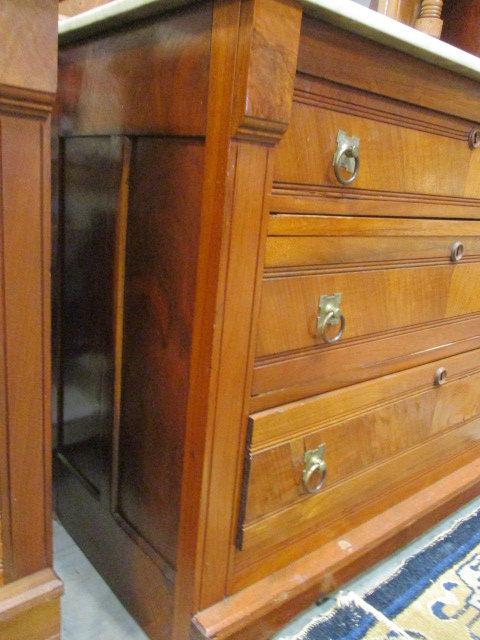 Antique Three Drawer Dresser with Marble Top and Mirror