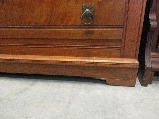 Antique Three Drawer Dresser with Marble Top and Mirror