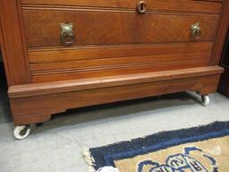 Antique Three Drawer Dry Sink with Casters and Marble Top