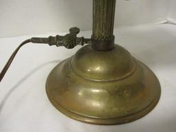 Vintage Metal Lamp with Glass and Metal Shade