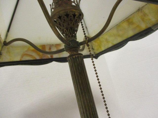 Vintage Metal Lamp with Glass and Metal Shade