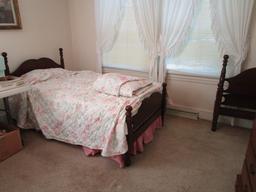 Pair of Twin Beds with Wood Rails