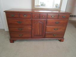 Permacraft Cherry Dresser with Casters and Mirror