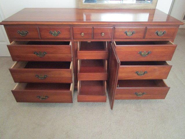 Permacraft Cherry Dresser with Casters and Mirror