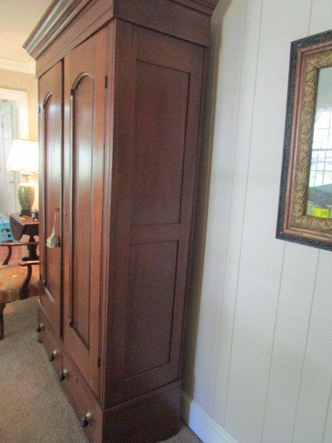 Large Antique Linen Press  with 2 Drawer Storage