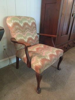 Vintage Arm Chair with Upholstered Seat and Back