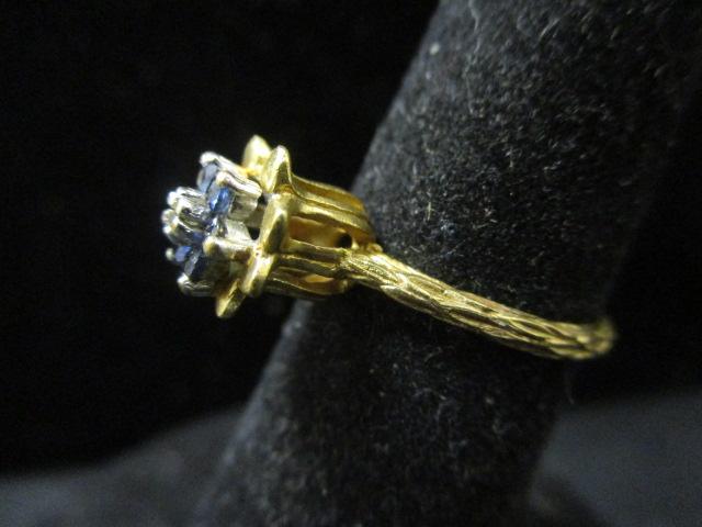 10k Gold Sapphire & Diamond Tulip Ring- Size 6.5