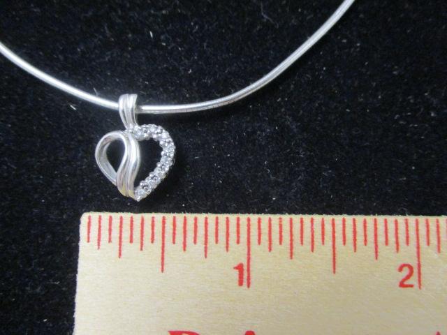 14k White Gold Chain w/ Diamond Heart Pendant