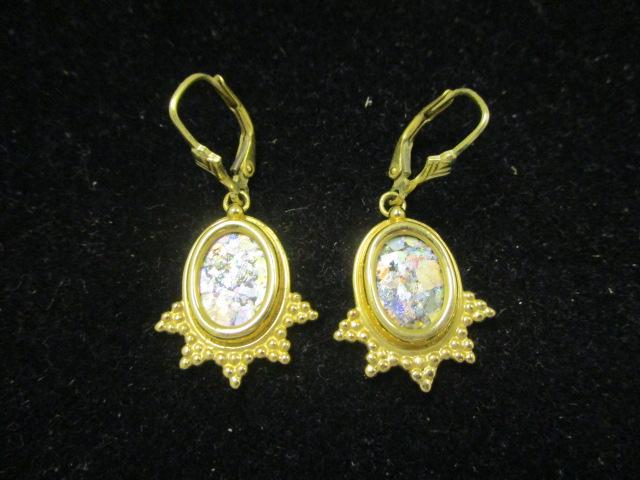 14k Gold Earrings w/ Mother of Pearl Insets