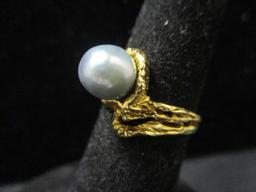 14k Gold Pearl Ring- Size 6