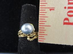 14k Gold Pearl Ring- Size 6