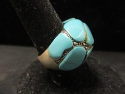 Sterling Silver BOLD Turquoise Ring- Size 9