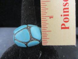 Sterling Silver BOLD Turquoise Ring- Size 9
