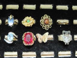 Lot of 8 Gold tone Costume Rings- Assorted Sizes