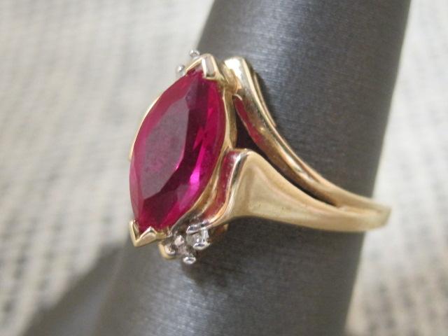 10k Gold Ring with Red Stone