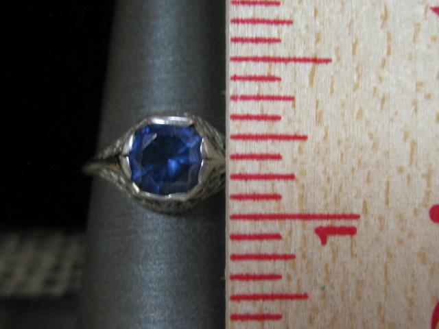 Antique Platinum Ring with Purple Stone