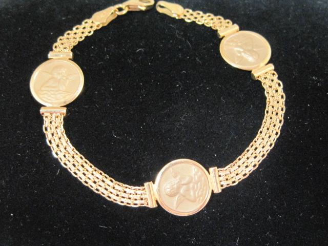 14k Gold 7" Cherub Bracelet