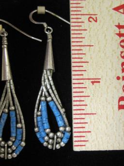 Sterling Silver Liquid Silver and Turquoise Beads Earrings