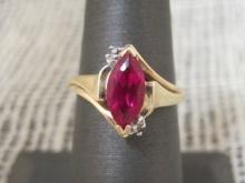 10k Gold Ring with Red Stone