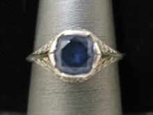 Antique Platinum Ring with Purple Stone