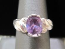 Sterling Silver Ring with Amethyst Stone