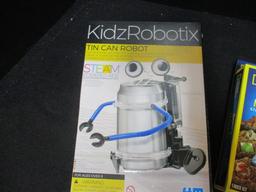 Kidz Robotix Tin Can Robot, National Geographic Rock Set,