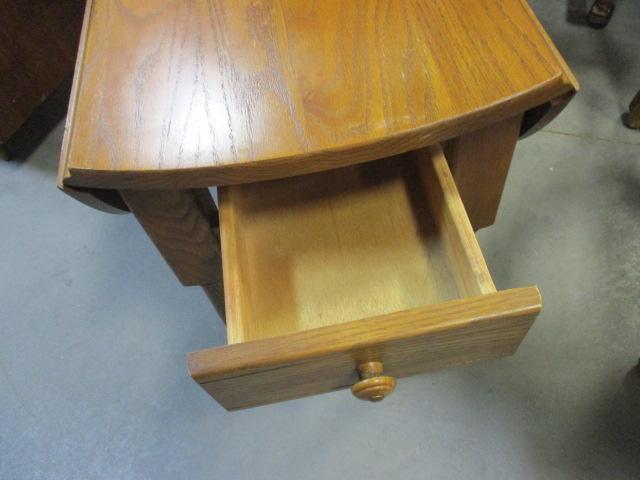 Drop Leaf Side Oak Table with Drawer