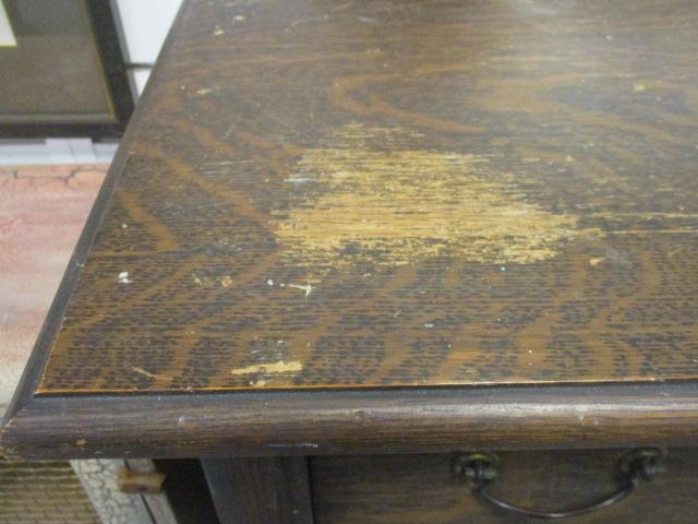 Antique Tiger Oak 5 Drawer Dresser with Beveled Mirror