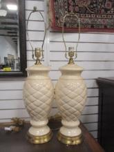 Pair of Intentional Crazing Pottery Lamps