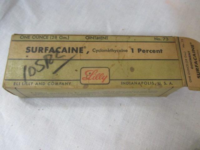 Sauer's Liniment in Original Box (8 Bottles) & Lilly Surfacaine in Box