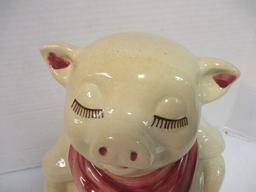 Vintage Smiley Pottery Pig Cookie Jar