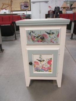 Hand Decorated Cabinet with Drawer and Door Storage