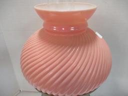 Rayo Metal Oil Lamp with Pink Finish Milk Glass Shade