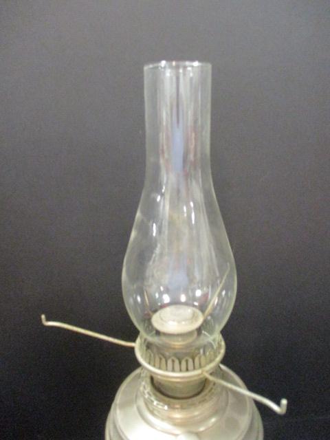 Metal Oil Lamp with Milk Glass Hobnail Shade