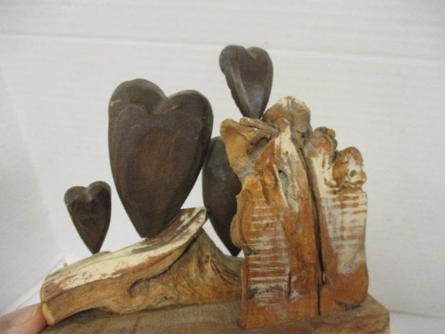 Signed Hand Carved Owl Family Statue