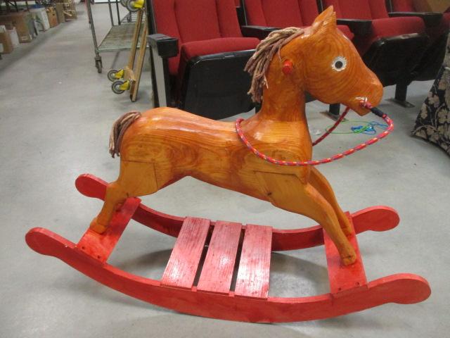 Hand Carved Wooden Rocking Horse